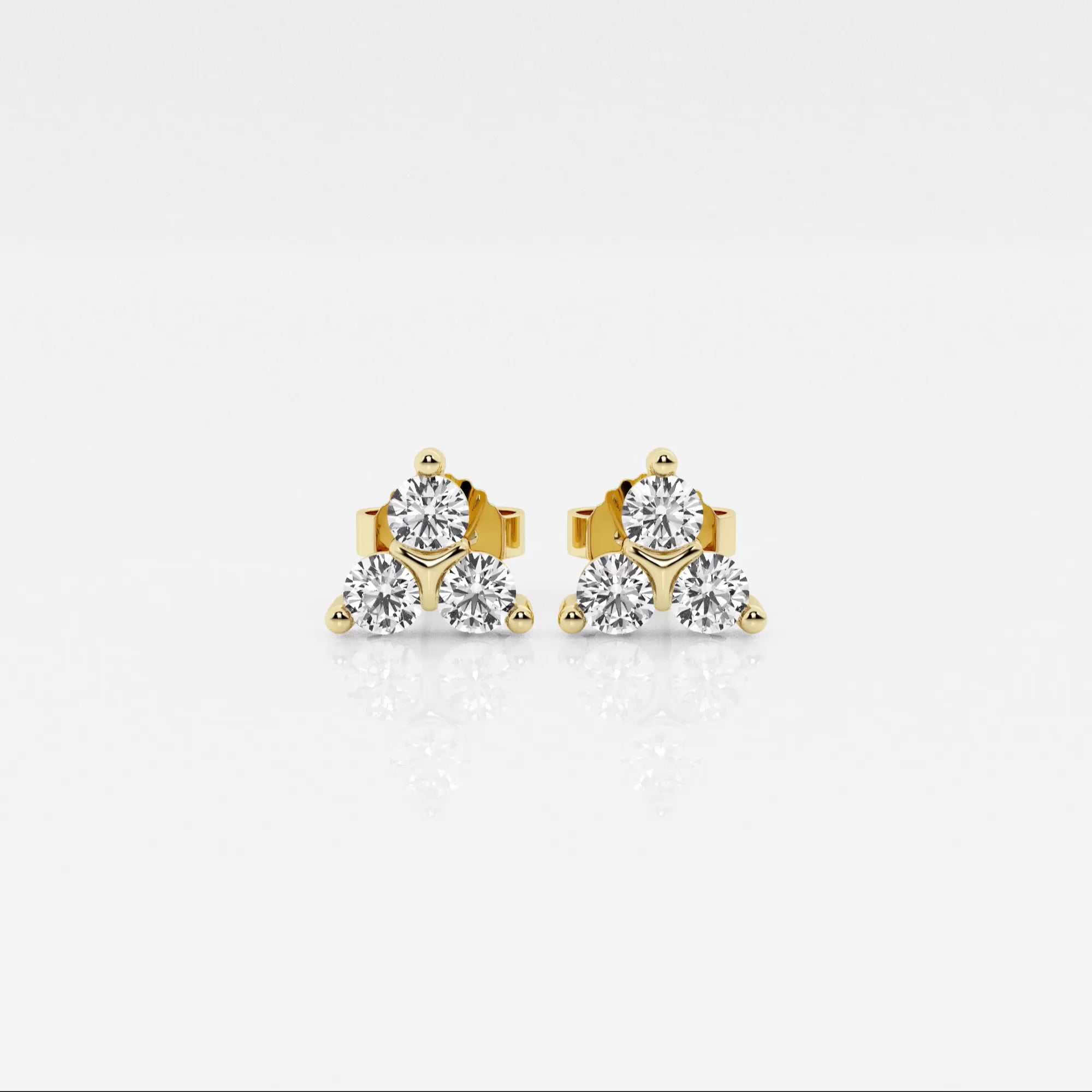 product video for 1 1/2 ctw Round Lab Grown Diamond Three-Stone Fashion Earrings