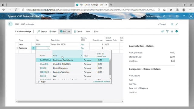 Producte i l.m. de muntatge