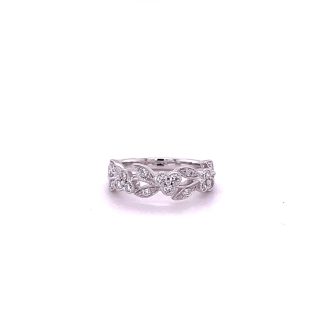 0.32 Karat Memoire Ring mit kleinen Blättern aus Weißgold mit runden Diamanten