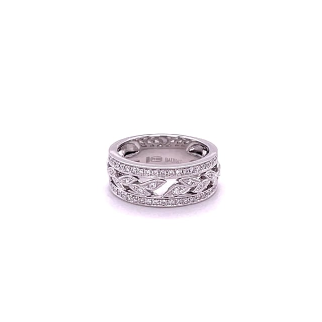 0.35 carat wide floral eternity ring in platinum with small round diamonds