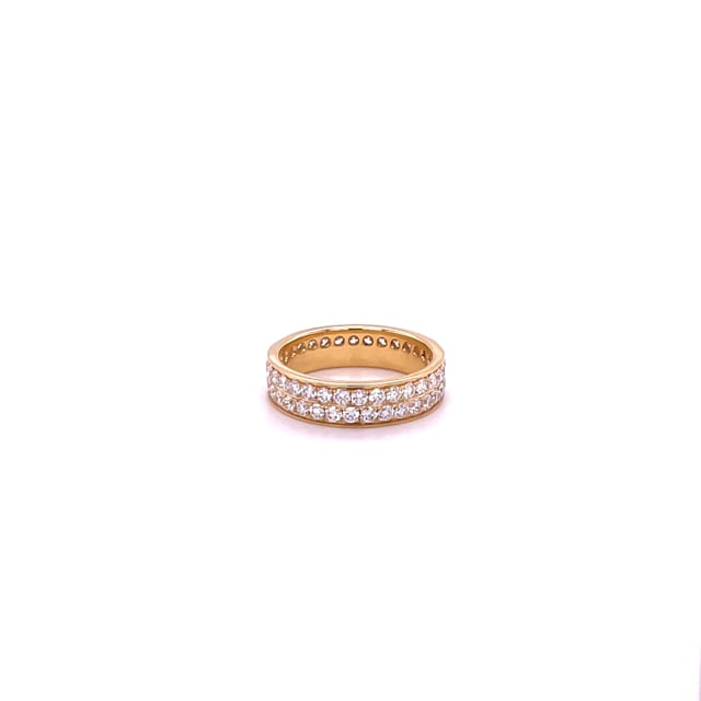 1.15 carat eternity ring (full set) in yellow gold with two rows of round diamonds