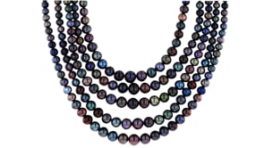 4-8.5mm Black Cultured Pearl Five-Strand Necklace in Sterling Silver