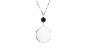 Sterling Silver Personalized Disc Necklace with 8-9mm Black Cultured Pearl