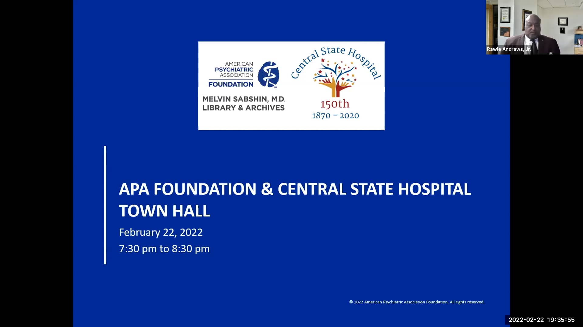 APA Foundation & Central State Hospital Town Hall on Vimeo