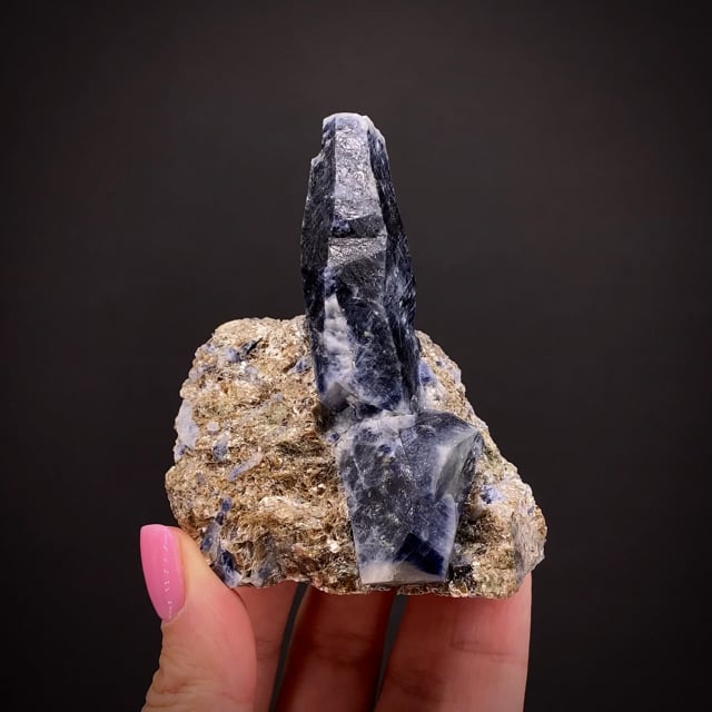 Corundum var. Sapphire on Muscovite