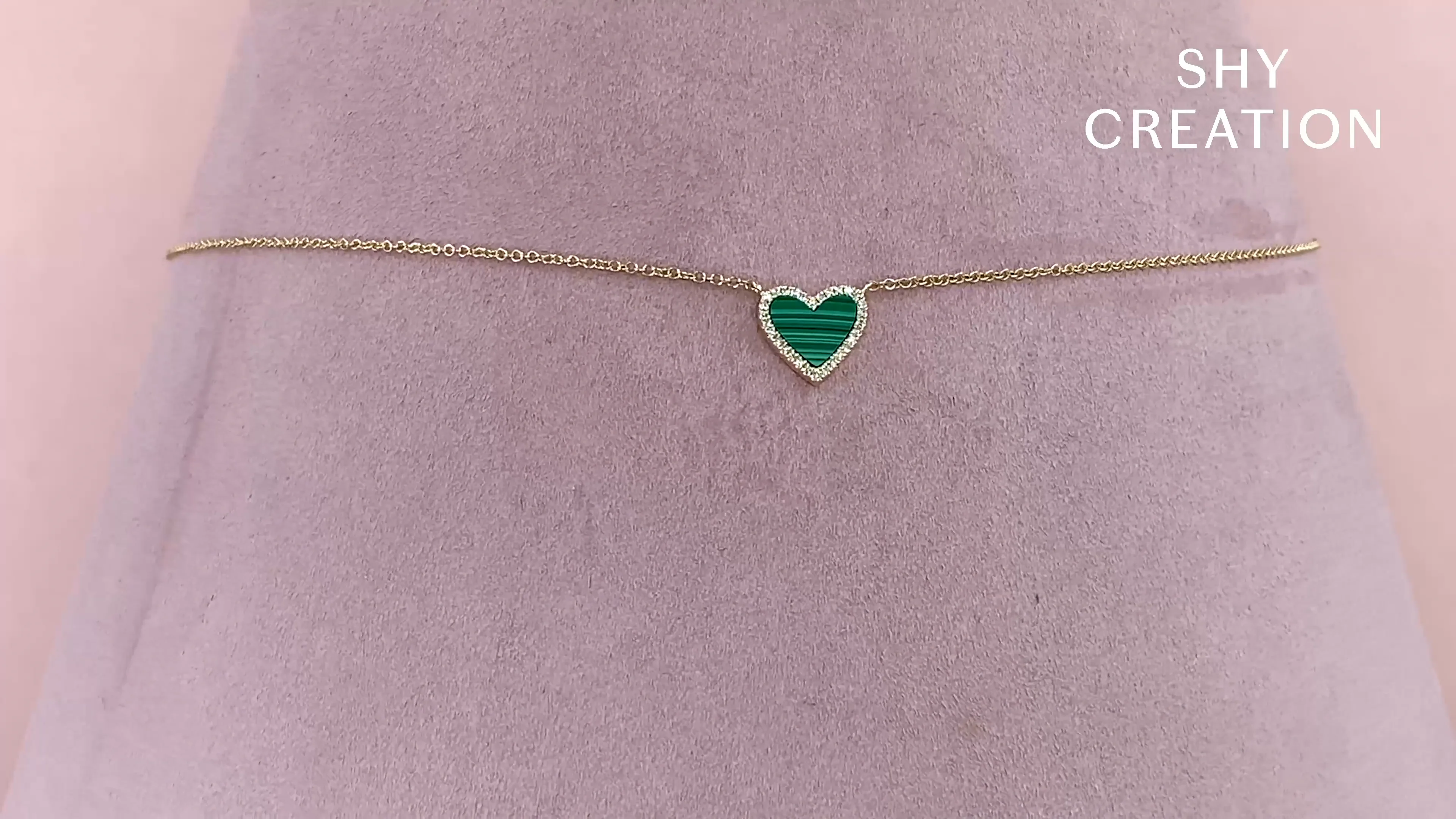 0.09CT DIAMOND & 0.81CT MALACHITE HEART NECKLACE – Shy Creation
