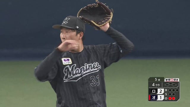 【4回裏】わずか8球!! マリーンズのルーキー・八木彬 クリーンアップを3者凡退に抑える!! 2022年3月2日 オリックス・バファローズ 対 千葉ロッテマリーンズ