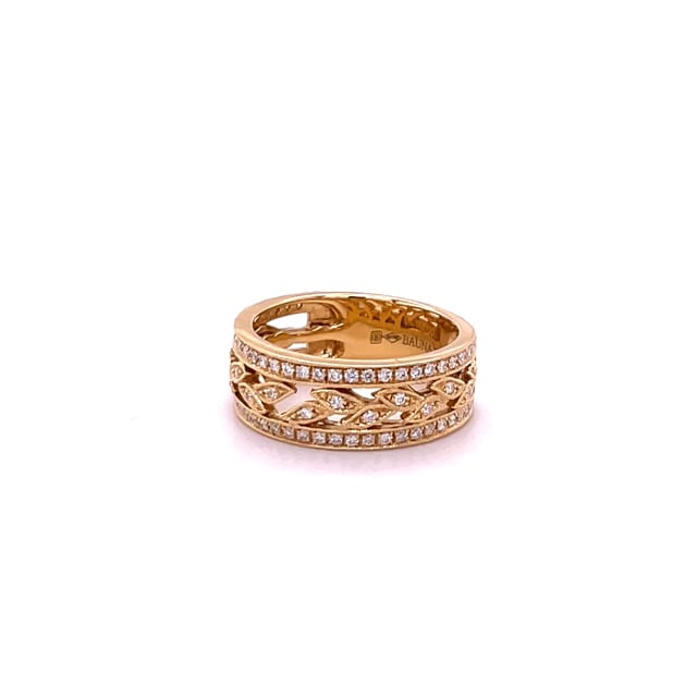 0.35 Karat Memoire Ring mit kleinen Blättern aus Gelbgold mit runden Diamanten