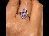 Diamante, rubí, 18 quilates, anillo de platino 11506-2291