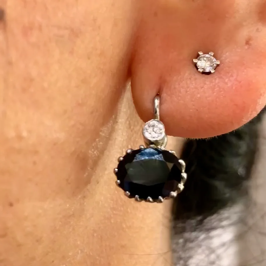 Sapphire Diamond 14k Platinum Pendant Earrings 12731-8009