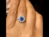 Sapphire, Diamond Platinum Ring 8542-4945