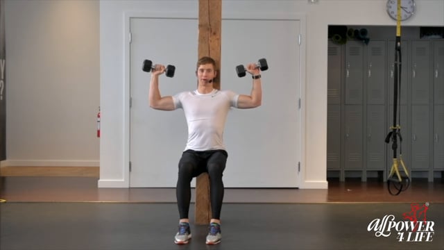 Dumbbell - Wall Squat with Shoulder Press