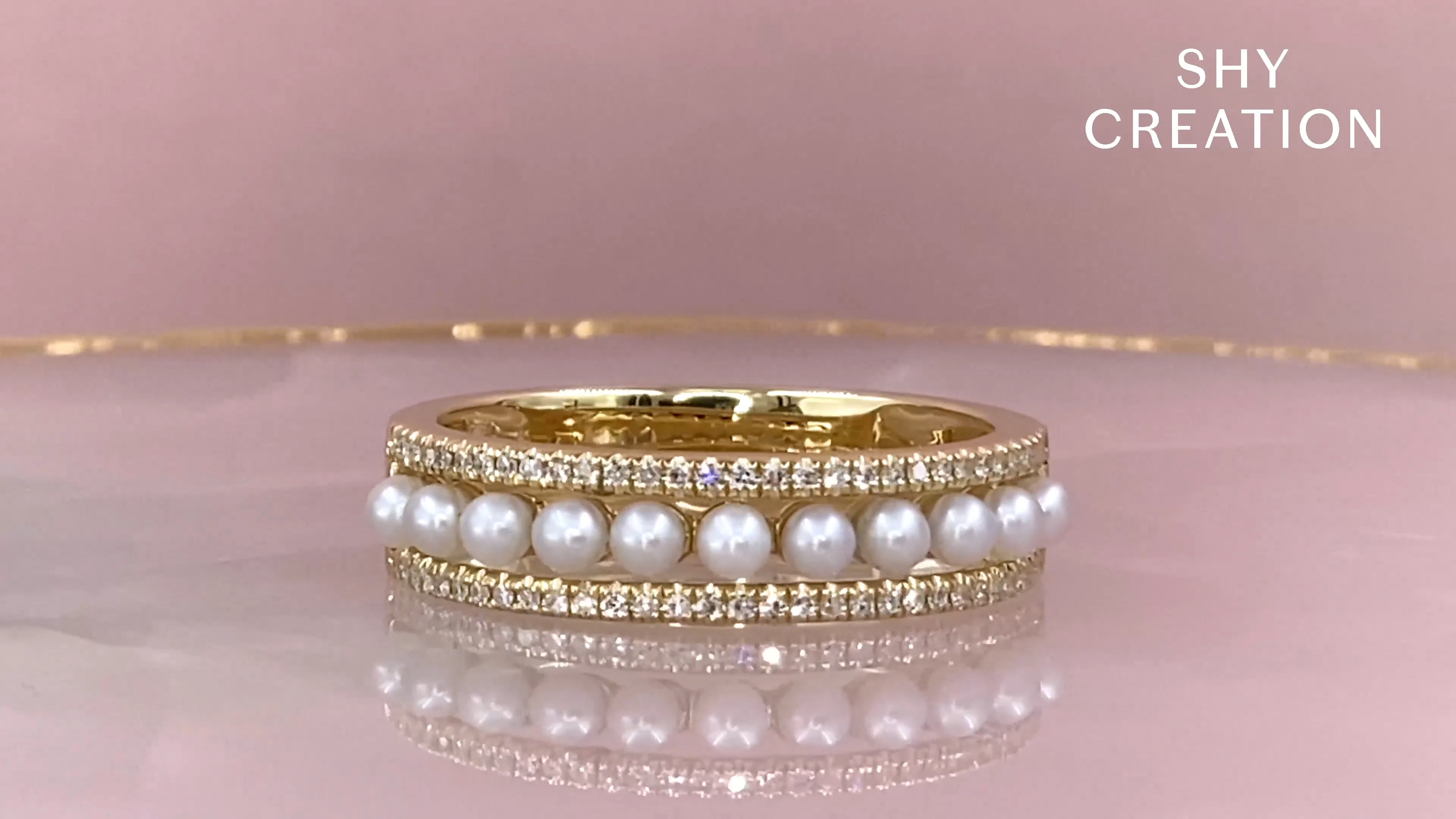 0.14CT DIAMOND & CULTURED PEARL BAND – Shy Creation