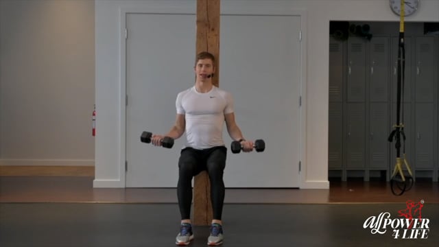 Wall Squat Biceps Curl