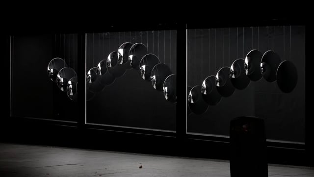 “REFLECTION” Kinetic sculpture created with 20 surveillance mirrors  