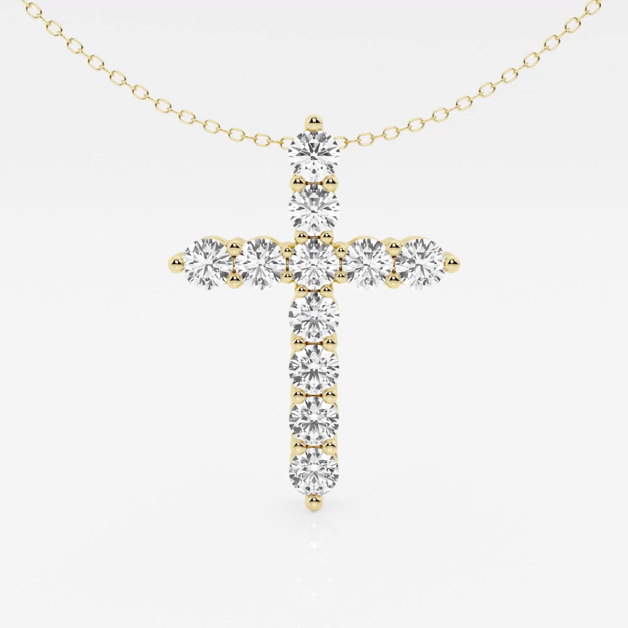 product video for 2 ctw Round Lab Grown Diamond Cross Pendant with Adjustable Chain