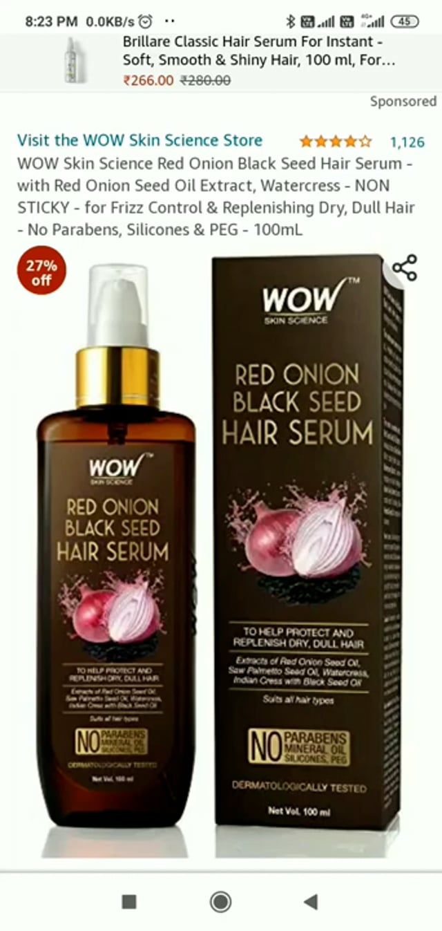 Wow skin science red onion black seed hair serum