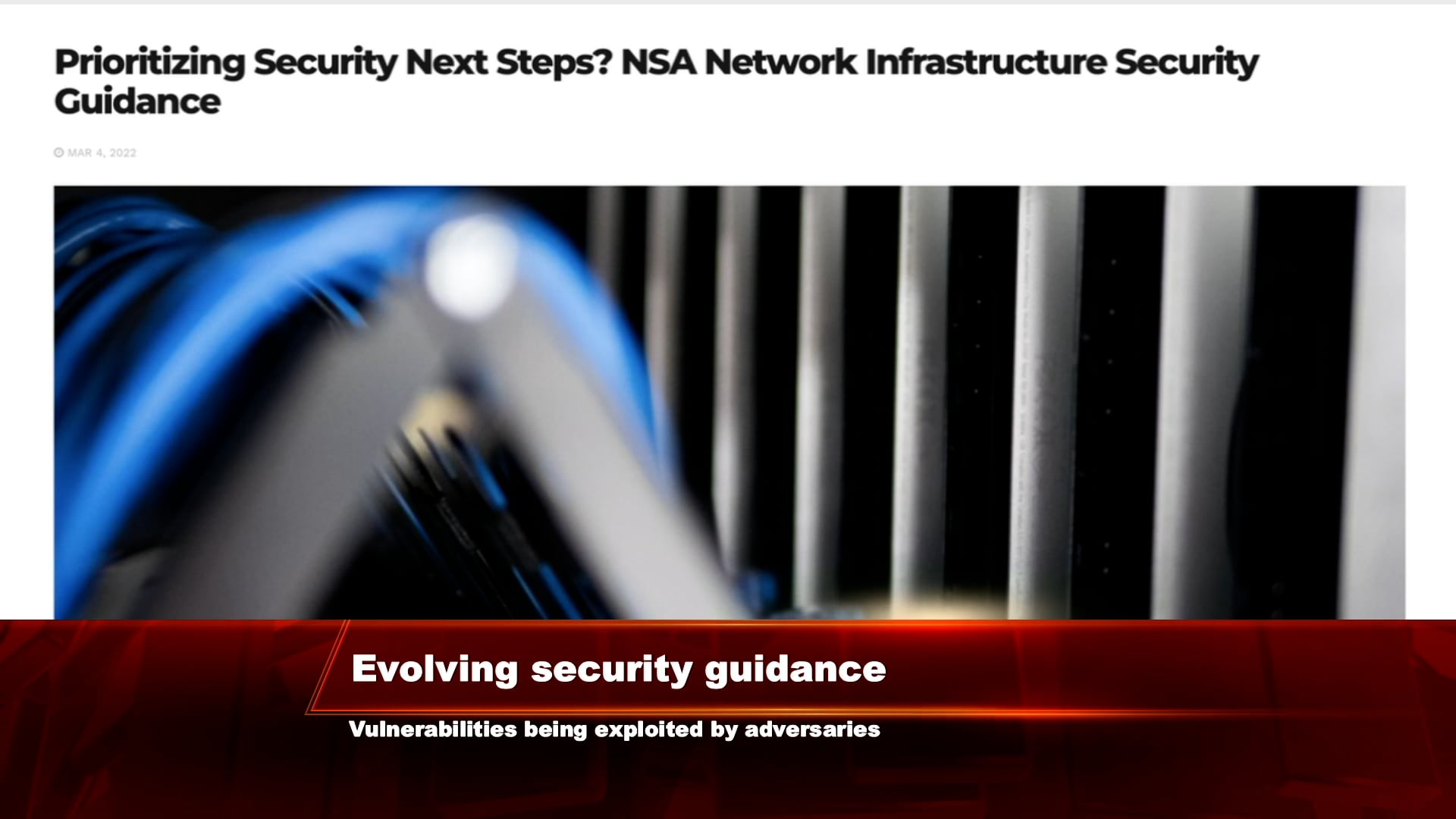Prioritizing Next Steps? NSA Network Infrastructure Security Guidance