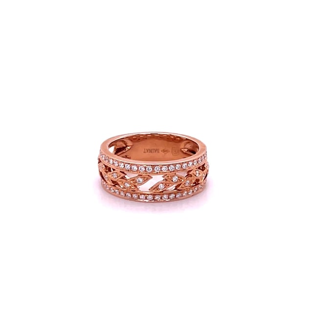 0.35 Karat Memoire Ring mit kleinen Blättern aus Rotgold mit runden Diamanten