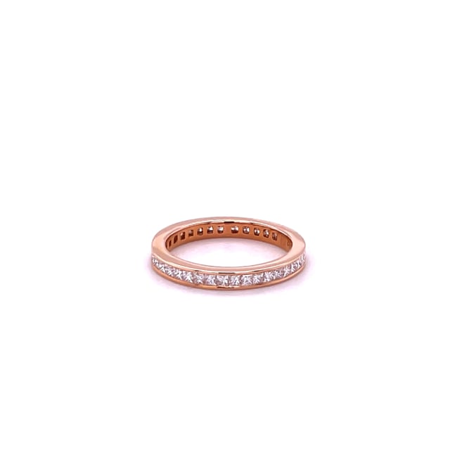 0.90 カラットの小さなプリンセスダイヤモンド付きピンクゴールドエタニティリング (フルセット)