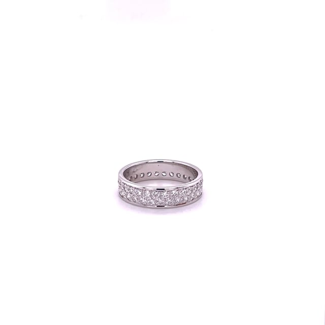 1.15 Karat Memoire Ring (rundherum besetzt) aus Platin mit zwei Reihen runder Diamanten