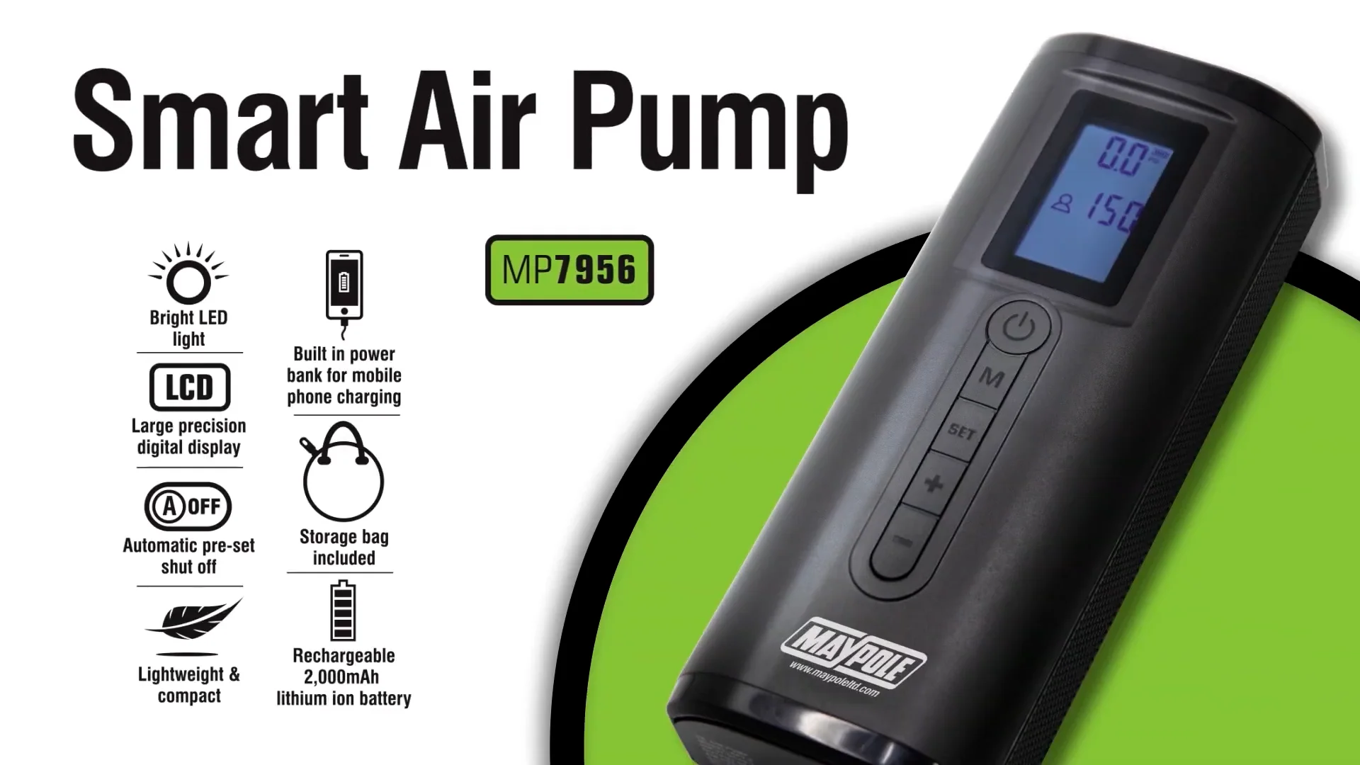 1250108 - Maypole MP7956 Smart Air Pump on Vimeo