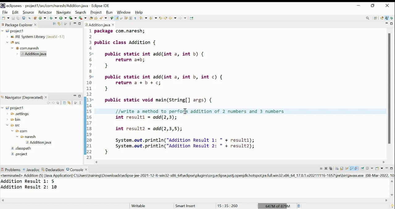 Example: Addition of numbers using varargs on Vimeo
