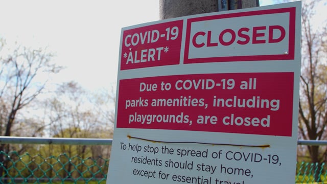 Coronavirus pandemic closure signs. Parks are closed due to covid-19.