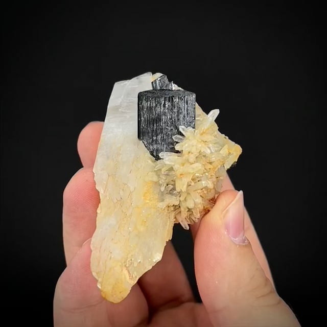 Ferberite on Quartz (Rossi Coll.)