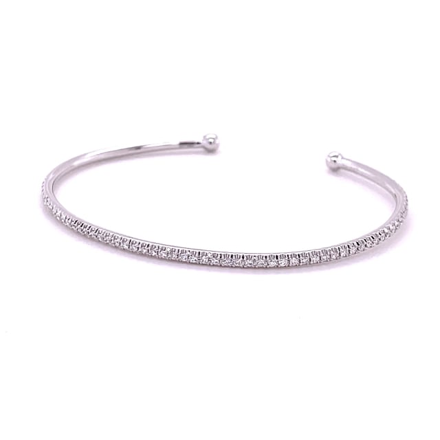 0.75 quilates pulsera diamante abierta en oro blanco