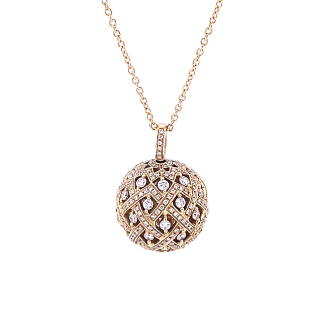 2.00 carat collier pendentif avec boule en diamant en or jaune