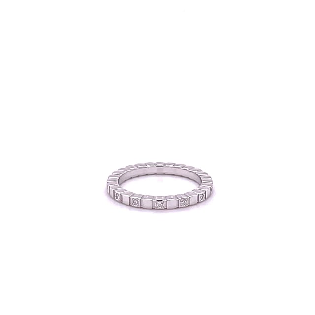 0.07 carat diamond stackable chequered ring in white gold