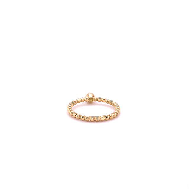 0.07 carat diamond stackable beaded ring in yellow gold
