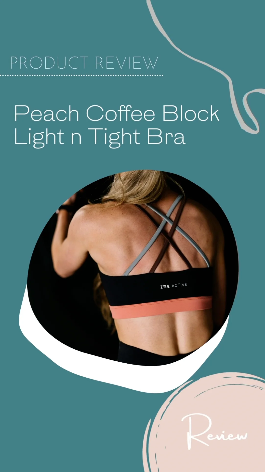 Zyia Active Women's M Light n Tight Sports Bra Peach Coffee Block