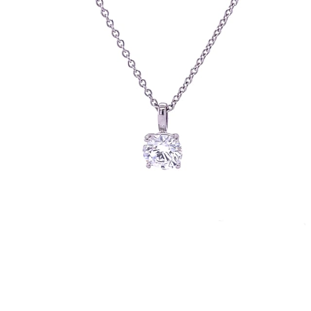 0.50 karaat solitaire hanger in platina met ronde diamant en vier griffen