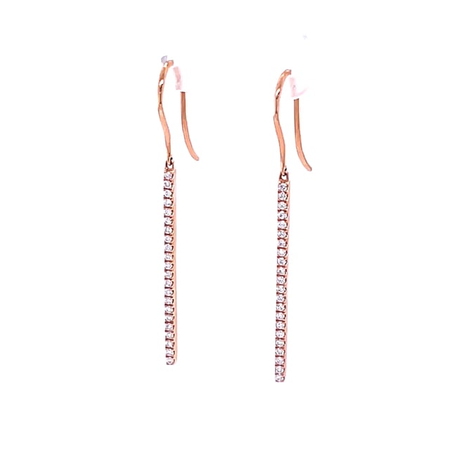 0.35 carat diamond rod earrings in red gold