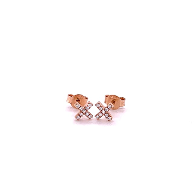 Boucles d’oreilles XX en or rouge avec des petits diamants ronds