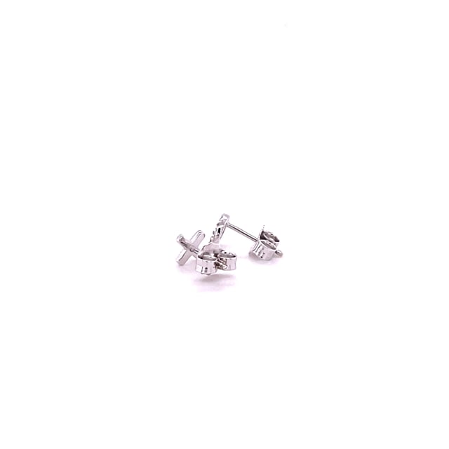 0.10 carat clous d'oreilles croix en or blanc et diamants