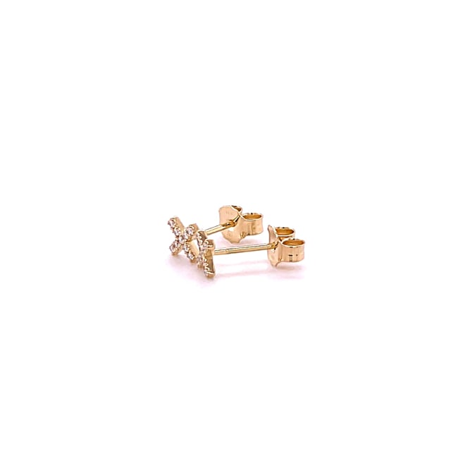 XX-Ohrringe aus Gelbgold mit kleinen runden Diamanten