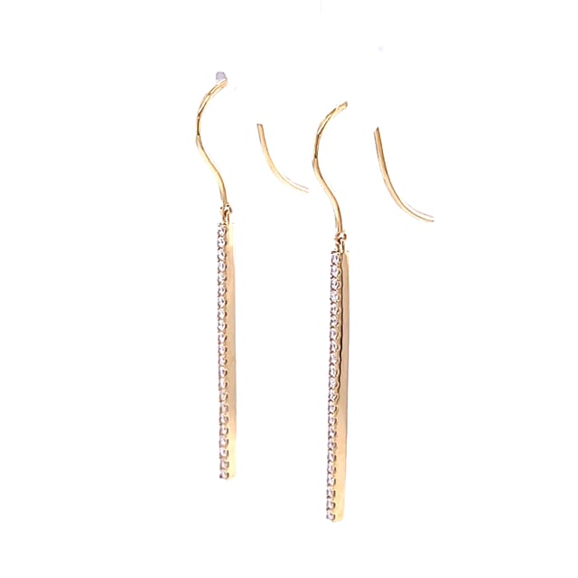 0.35 carat diamond rod earrings in yellow gold