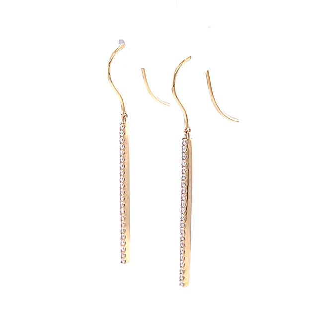 0.35 carat diamond rod earrings in yellow gold