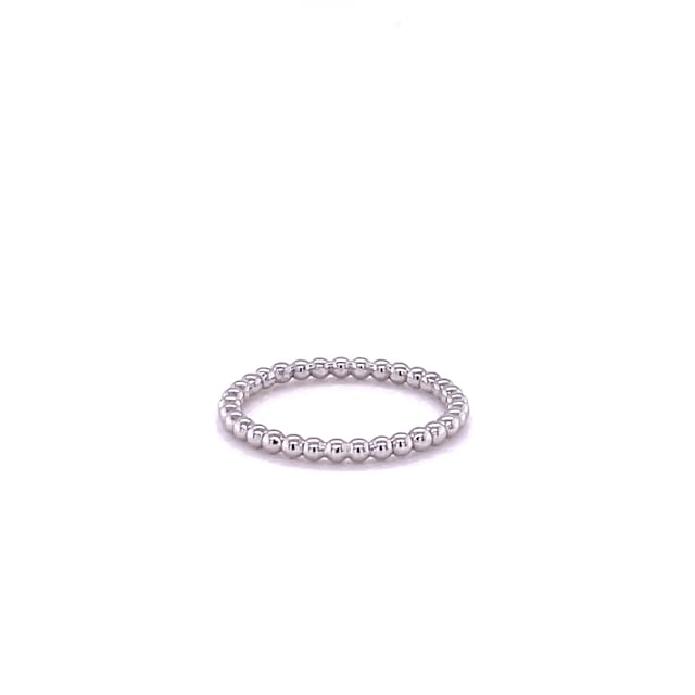 Stackable beaded ring in white gold