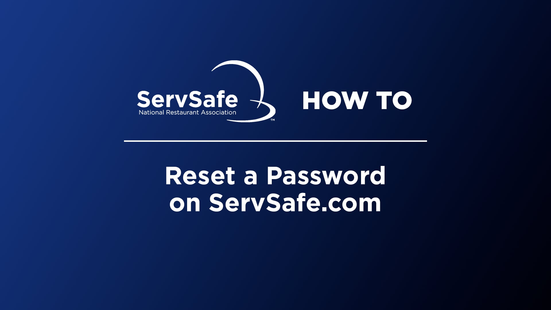 How to Reset A Password - ServSafe.com