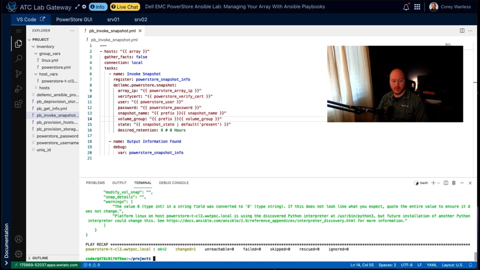 Dell EMC PowerStore Ansible Lab: Module 4 - Invoke Snapshot