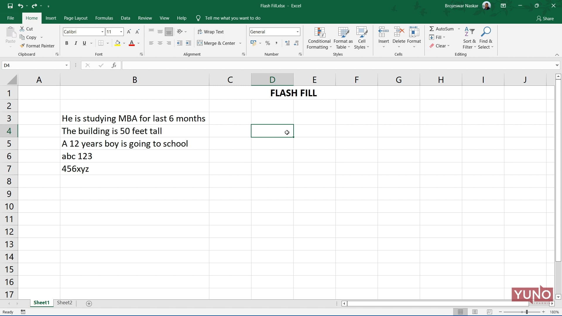 Excel: Flash Fill Tool