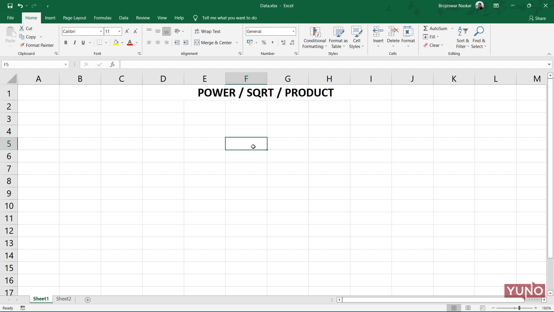 Excel:  PRODUCT, POWER & SQRT Functions