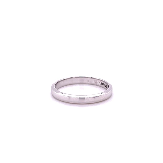 Wedding ring with a slightly domed surface of 3.00 mm in white gold