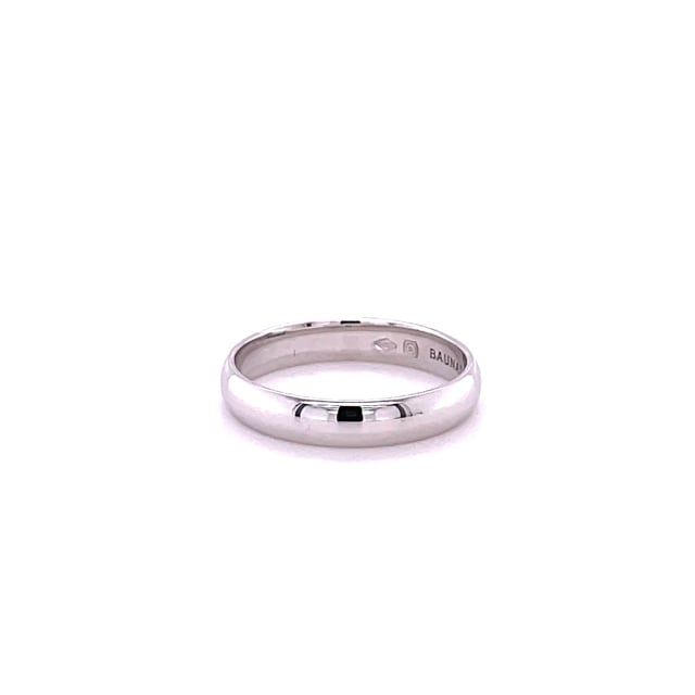 Wedding ring with a domed surface of 4.00 mm in platinum