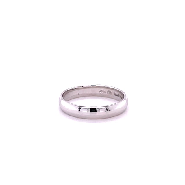 Wedding ring with a domed surface of 4.00 mm in white gold