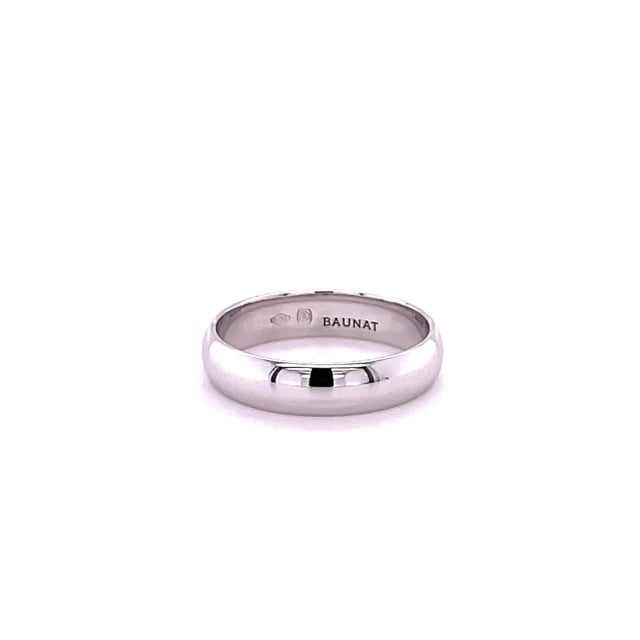 Wedding ring with a domed surface of 5.00 mm in platinum